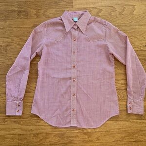 VINTAGE WRANGLER WESTERN PEARL SNAP BUTTON UP SHIRT WOMEN'S M - CHECKERED - USA